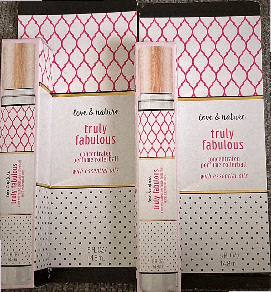 2 Love & Nature Truly Fabulous Perfume Rollerball with Essential Oils .5oz NEW