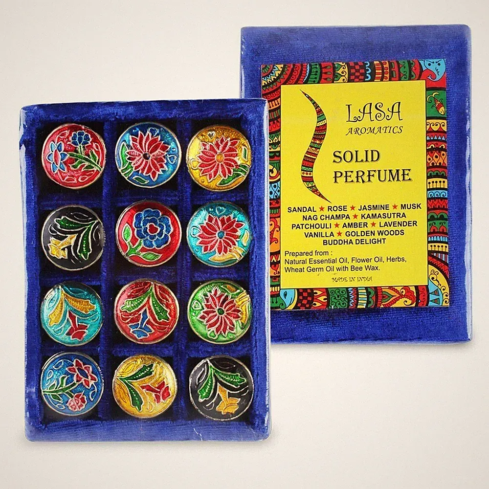 Lasa Aromatic Natural Solid Perfume Oil 12 Bottle Unisex Fragrance Body Spray 4g