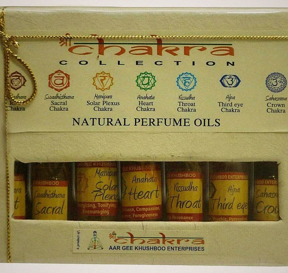 Shree Chakra Collection Natural Perfume Oils Body Spray Gift 7 Bottles 3 ML Each